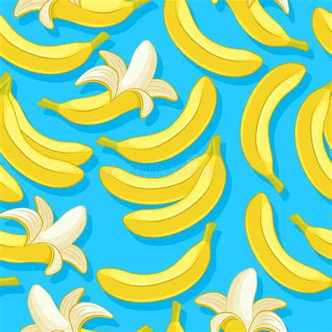 Bananas Seamless Pattern Tropic Fruits Background Stock Vector