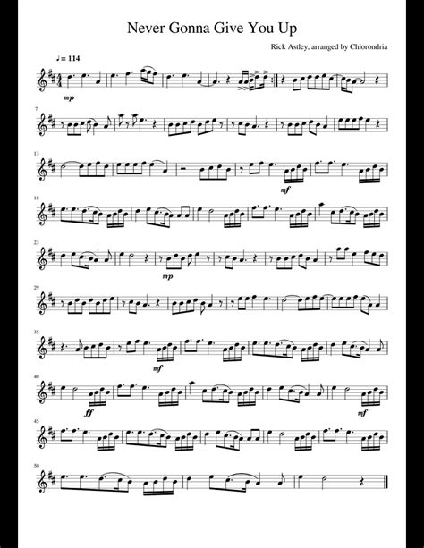 Never Gonna Give You Up Alto Saxophone Sheet Music For Alto Saxophone Download Free In Pdf Or Midi