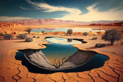 Desert Landscape With Water In Pot Holes Lake In Desert Stock Image