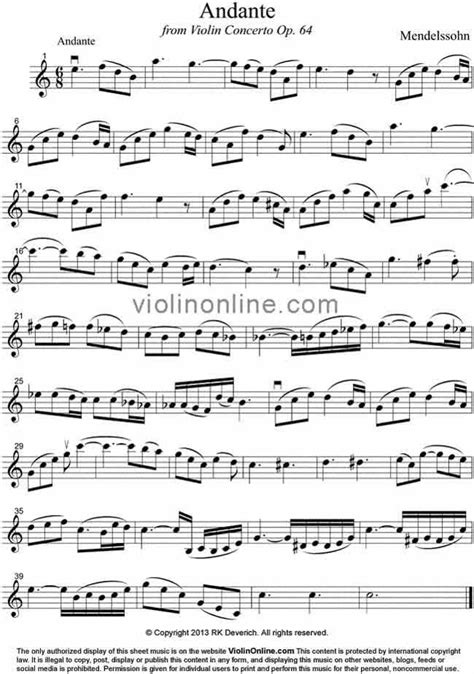 Violin Online Andante From Mendelssohns Violin Concerto In E Minor