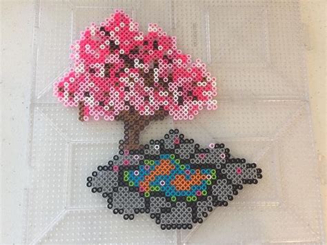 Koi Sakura Cherry Blossom Pond Perler Perler Beads Designs