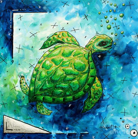 Whimsical Sea Turtle Original Painting By Megan Duncanson Painting By