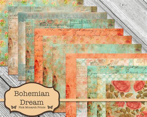 Bohemian Dream Papers Junk Journal Kit Digital Junk Journal Etsy