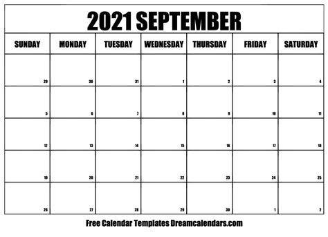 September 2021 Calendar Free Printable With Holidays And Observances