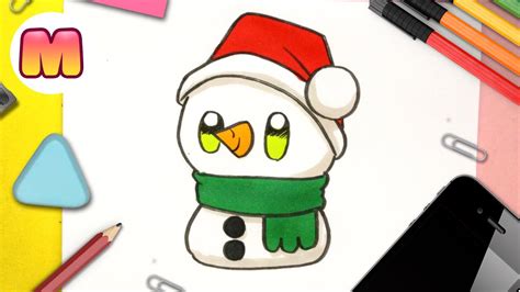 Como Dibujar Un MuÑeco De Nieve Kawaii ️ Dibujos De Navidad Fáciles ️