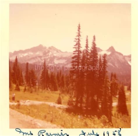 Mt Rainier Found Photograph Color 1950s Original Snapshot Vintage 25 68 G 1714 Picclick