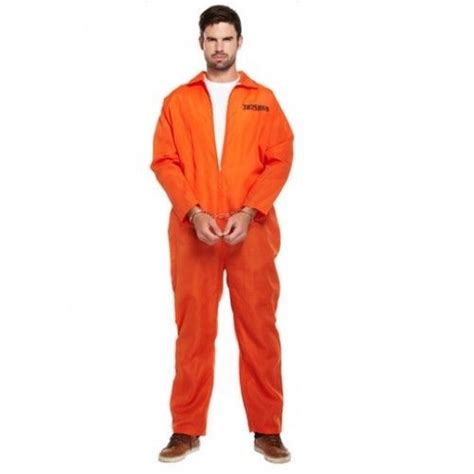 Mens Orange Convict Prisoner Jumpsuit Stag Do Fancy Dress Costume