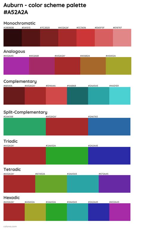 Auburn Color Palettes And Color Scheme Combinations