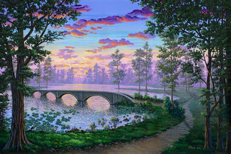 Painting Sunset Lake Acrylic Landscape