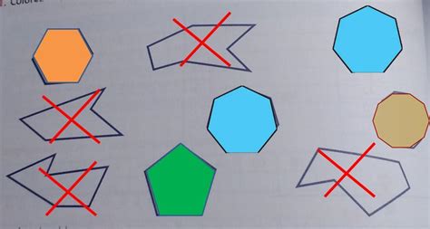1 Colorea los polígonos regulares y marca con una x los irregulares