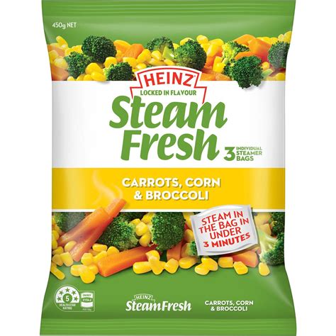Heinz Steam Fresh Vegetables Frozen Veg Carrots Corn And Broccoli 450g