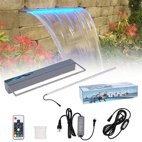 Pondo Lighted Waterfall Pool Fountain 24 With Led 7 Color Changing And