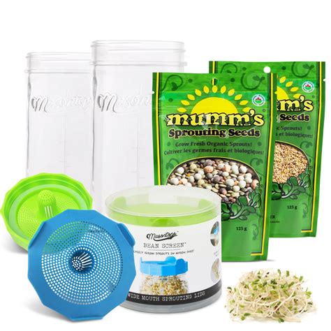 Basic Bean Sprouting Set Plastic Mason Jars Sprouts Wide Mouth