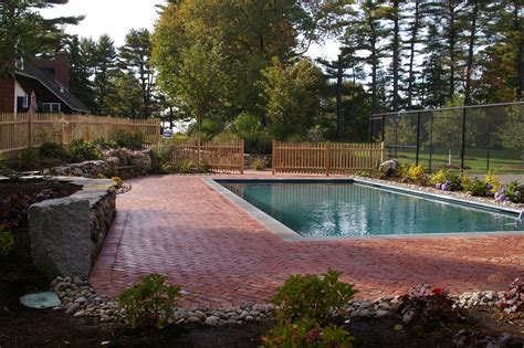 Clay Brick Pool Deck And Custom Granite Coping Custom Granite Green