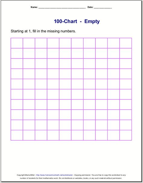 Free Printable Number Charts And 100 Charts For Counting Skip Counting