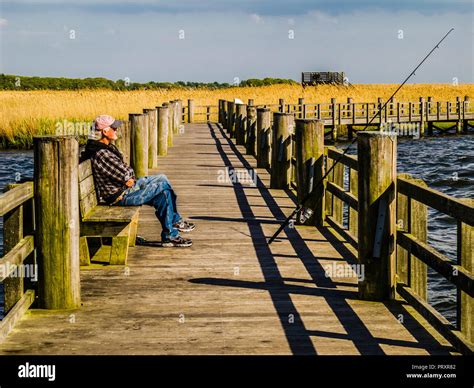 Ferry Landing State Park Fishing Pier Old Lyme Connecticut Usa Stock