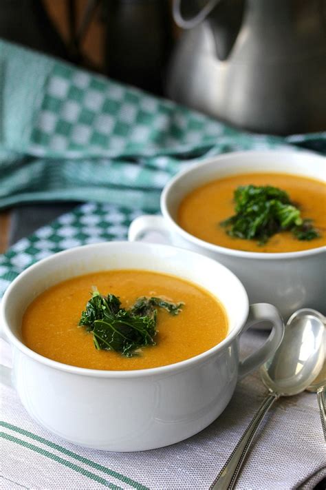 Coconut Butternut Squash Soup With Kale Karen S Kitchen Stories