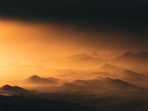 Wallpaper Mountains Fog Dusk Sunset Landscape Hd Widescreen