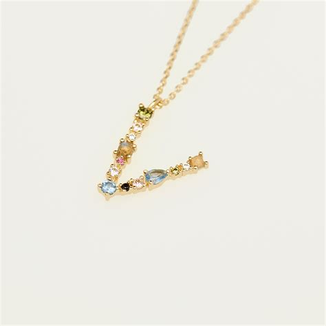 Letter V necklace in 2021 | Initial necklace gold, Initial necklace gold letters, Initial necklace