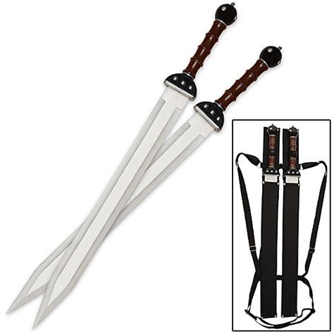 Gladius Twin Sword Set W Back Sheath True Swords