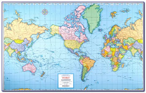 World Mercator Map With Country Outlines
