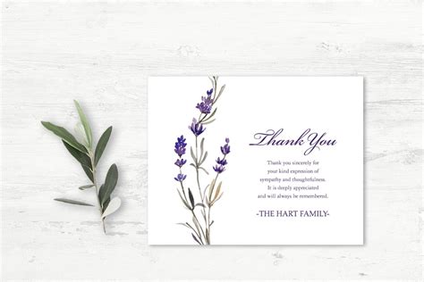 Funeral Thank You Card Sympathy Acknowledgement Card Template Etsy