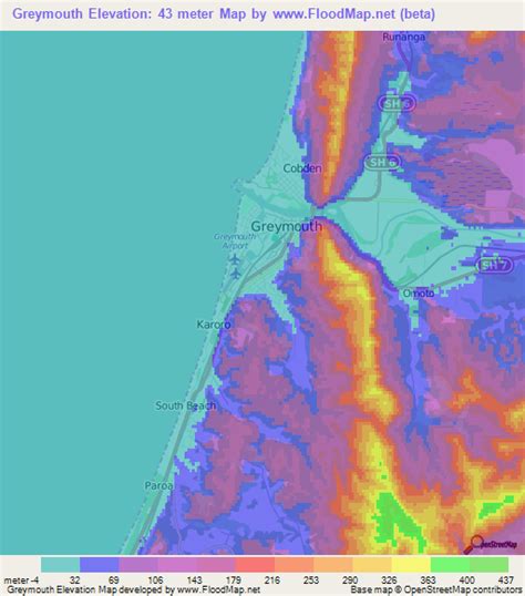 Elevation Of Greymouthnew Zealand Elevation Map Topography Contour