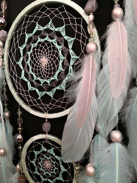 Large Dream Catcher With Agate Crystal Mint Dream Catcher Etsy