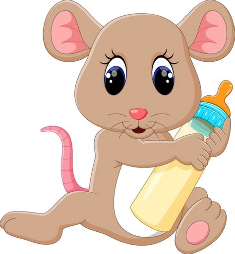 Premium Vector Illustration Of Cute Mouse Holding Milk Bottle