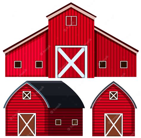 Premium Vector Red Barns In Three Designs