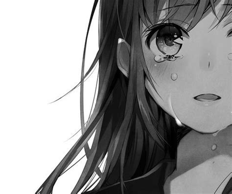 Anime Anime Girl Sad Black And White Long Hair Eye Via Tumblr A N I M E ♥️