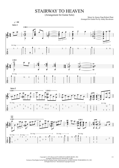 Stairway to heaven chords tabs. Stairway to Heaven by Led Zeppelin - Solo Guitar Guitar ...