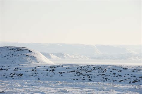 Arctic Tundra In Winter Baffin Island Nunavut Canada Stock Photo