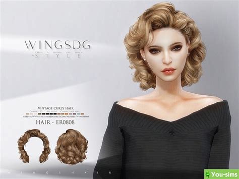 Скачать Прическа Vintage Curly от Wingssims к Sims 4 You Sims