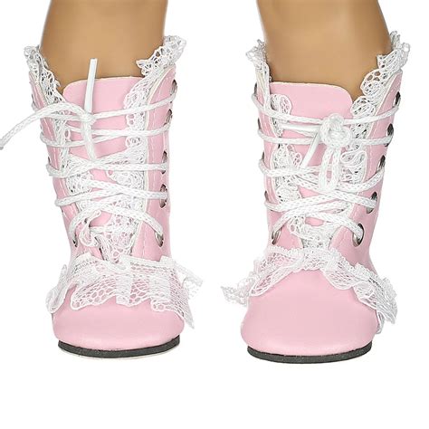 High Quality American Girl Doll Clothes Doll Accessories Pink Lace Leather Shoes Boots For 18