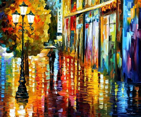 Lost In The Rain— Palette Knife Oil Painting On Canvas By Leonid