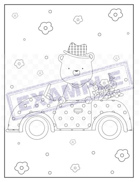 Cute Bear 21 Coloring Pages Pdf Full 8x11 Black And Etsy