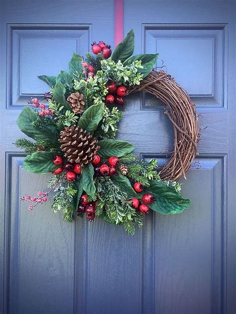 Stunning 40 Beautiful Front Door Wreath Ideas 40 Beau Christmas