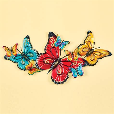 Vibrant Iron Metal Butterfly 3d Wall Art Collections Etc