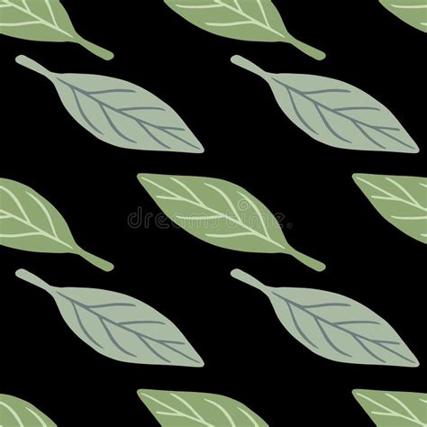 Minimalistic Nature Seamless Pattern With Green And Blue Pastel Leaves