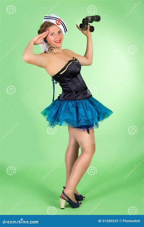 hello sailor pin up girl stock image image of glamour 31200225