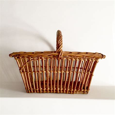 French Antique Basket Handwoven French Vintage Wicker Basket