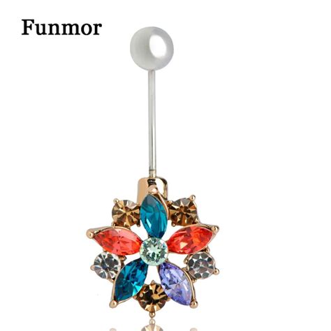 Buy Funmor Colorful Crystal Navel Belly Button Rings