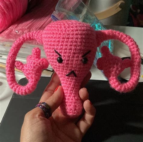 Angry Uterus Plushie With Pocket For Heating Pad Crochet Plush Uterus Plushie Handmade