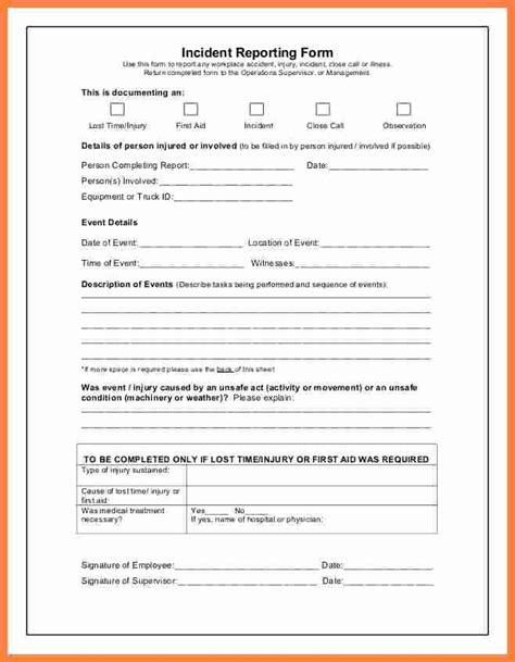 Accident Incident Reporting Form Template Beautiful 9 Incident And