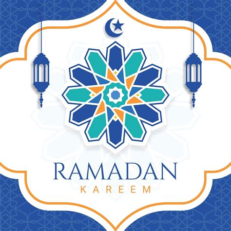 Flat Ramadan Kareem Illustration Greeting Card 2135530 Vector Art At