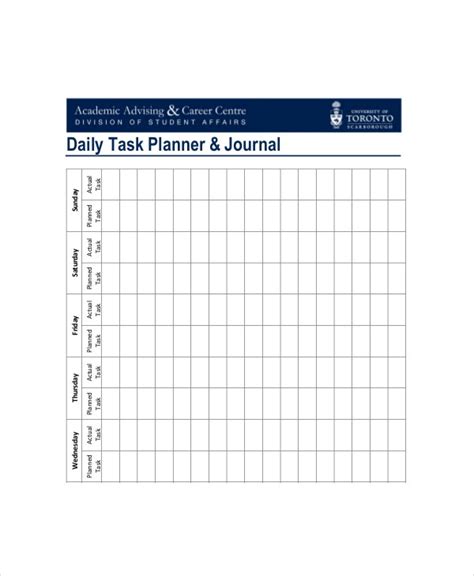 Daily Task Planner Template 4 Free Word Pdf Documents Download