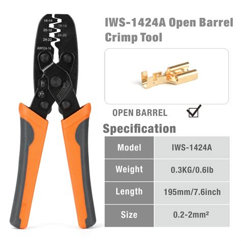 Iwiss Iws 1424a Non Insulated Open Barrel Terminal Crimping Tool For