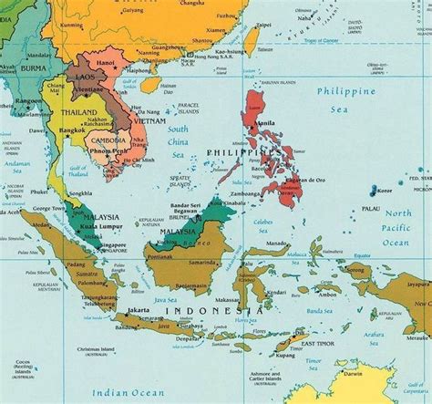 Map Of Southeast Asia Brunei Cambodia Indonesia Laos Myanmar