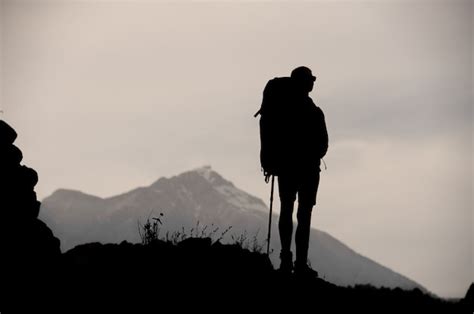 Premium Photo Silhouette Of Female Hiker Standing On Top Of Mountain